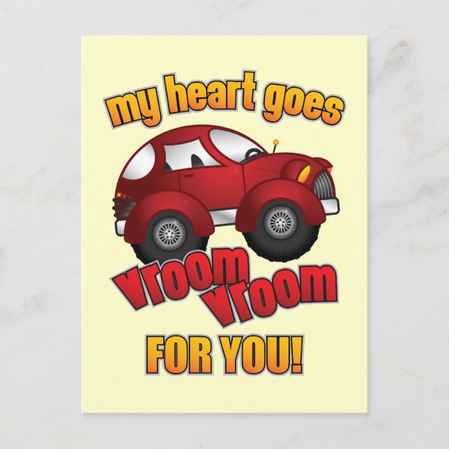 My Heart Goes Vroom Vroom For You! Postcard (Front)