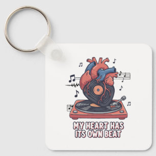 "My Heart Has Its Own Beat" Funny Vinyl Record Key Ring