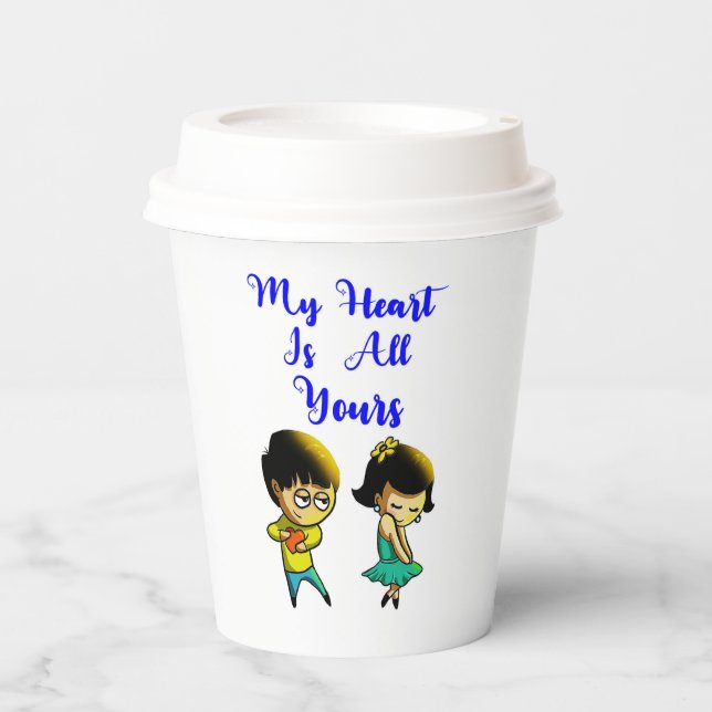 My Heart Is All Yours Bestie Couple love Valentine Paper Cups (Front)