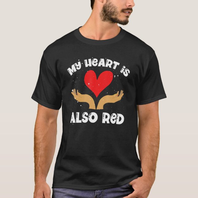 My Heart Is Also Red Black King Queen Afrocentric T-Shirt (Front)