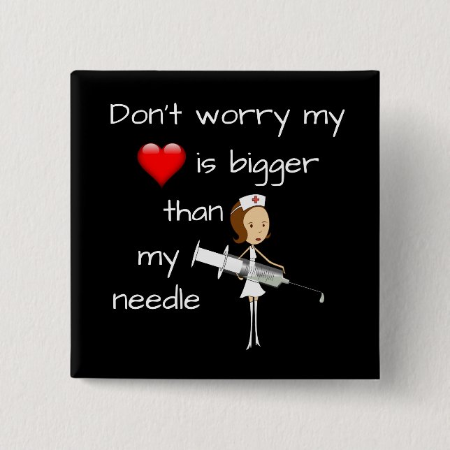 My Heart is Bigger than my Needle 15 Cm Square Badge (Front)