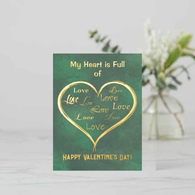 My Heart is Full of Love, Valentine  Foil Invitation Postcard (Standing Front)