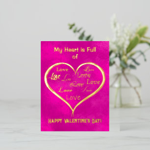 My Heart is Full of Love, Valentine  Foil Invitation Postcard