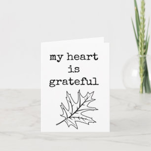 My Heart is Grateful, Thanksgiving Card, One Color Card