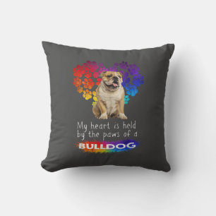 My Heart Is Held By The Paws Of A Bulldog Cushion