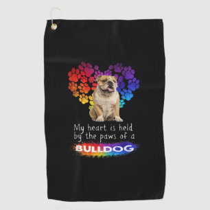 My Heart Is Held By The Paws Of A Bulldog Golf Towel
