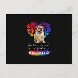 My Heart Is Held By The Paws Of A Bulldog Holiday Postcard