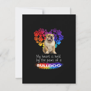 My Heart Is Held By The Paws Of A Bulldog Thank You Card