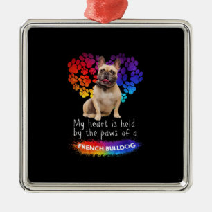 My Heart Is Held By The Paws Of A French Bulldog Metal Tree Decoration