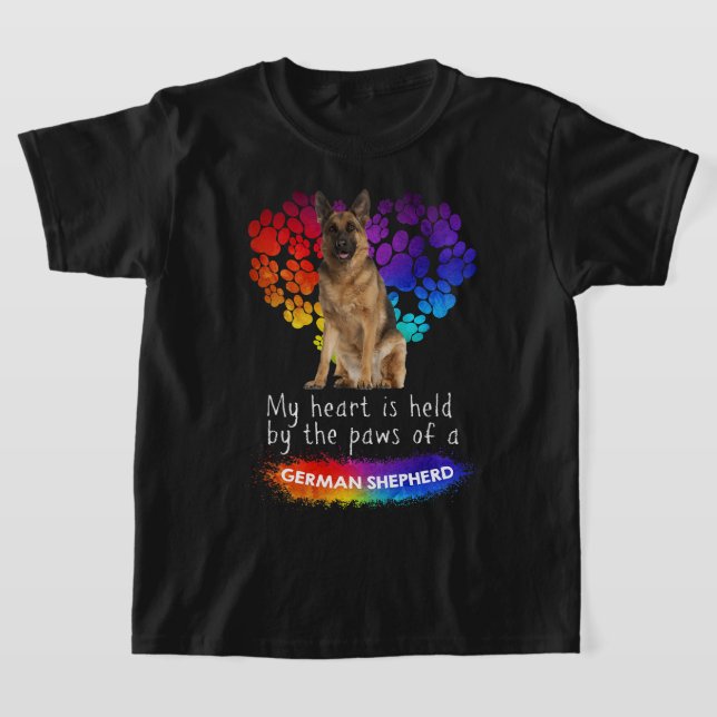 My Heart Is Held By The Paws Of A German Shepherd T-Shirt (Laydown)