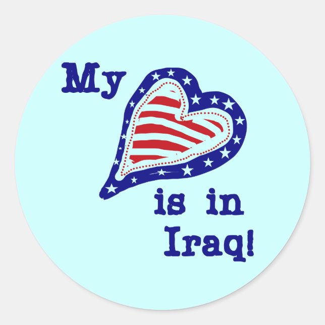 My Heart is in Iraq Tshirts and Gifts Classic Round Sticker (Front)