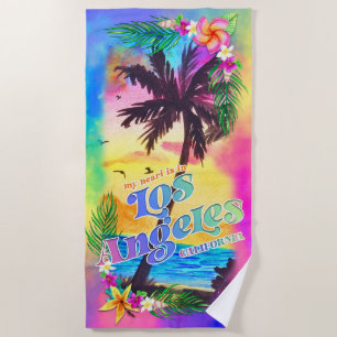 My Heart is in Los Angeles Beach Towel