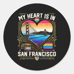 My Heart Is In San Francisco Souvenir Golden Gate Classic Round Sticker