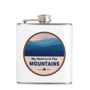 My Heart Is in The Mountains Hip Flask