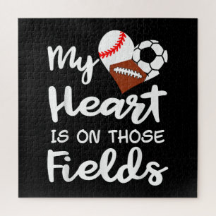 My Heart Is On Fields Baseball Soccer Football Pla Jigsaw Puzzle