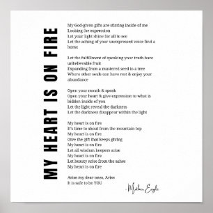 My heart is on fire encouragement poem poetry post poster