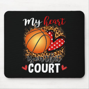 My Heart Is On That Court Bysketbyll Leopard Patte Mouse Mat