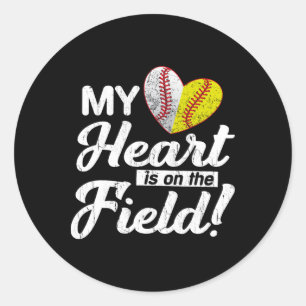 My Heart Is On That Field Sell Softll Mum Mothers  Classic Round Sticker