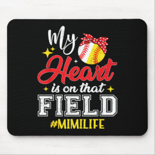 My Heart Is On That Field Softball Baseball Mimi Mouse Mat