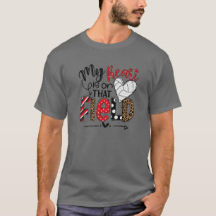 My Heart Is On That Field Volleyball Mom Leopard M T-Shirt