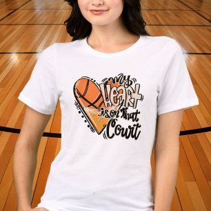 My Heart Is on the Court Heart Basketball Mum Nana Tri-Blend Shirt