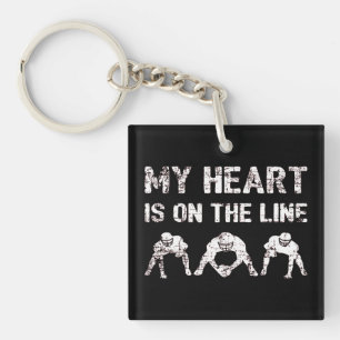 My Heart Is On The Line - Football Lineman I Key Ring
