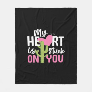My Heart Is Stuck On You Cactus Heartfelt Design Fleece Blanket