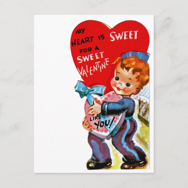 My Heart is Sweet for a Sweet Valentine Like You Holiday Postcard (Front)