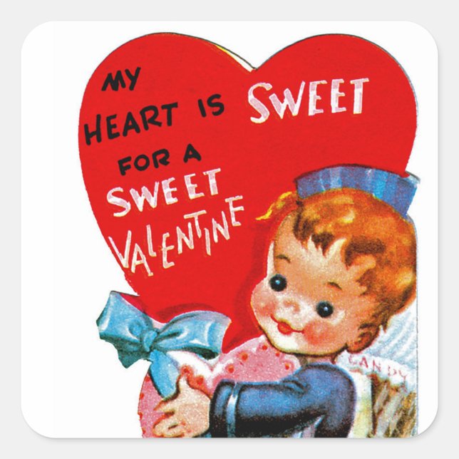 My Heart is Sweet for a Sweet Valentine Like You Square Sticker (Front)