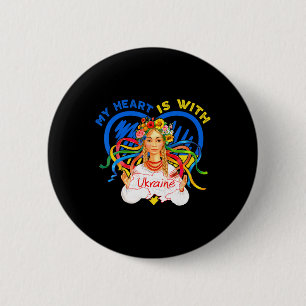 My Heart Is With Ukraine Pray For Ukraine Woman Tr 6 Cm Round Badge
