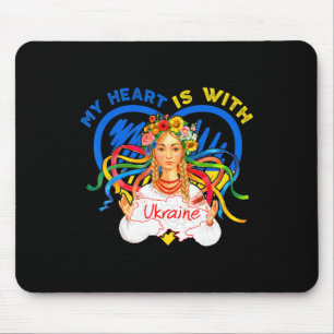 My Heart Is With Ukraine Pray For Ukraine Woman Tr Mouse Mat