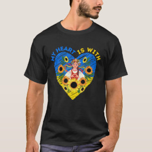 MY HEART IS WITH UKRAINE, Ukrainian Flag Tradition T-Shirt