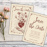 My Heart is Yours save the date Invitation<br><div class="desc">Presenting our "My Heart Is Yours" Vintage Wedding Save-the-Date Invitation. The "My Heart Is Yours" theme is romantic, with a floral heart offered as a gift by a lover's hand. This invitation is perfect for weddings with a vintage theme, for tarot enthusiasts, and for those who believe in soul mates...</div>