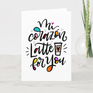 My Heart Latte For You, Spanglish Pun Card