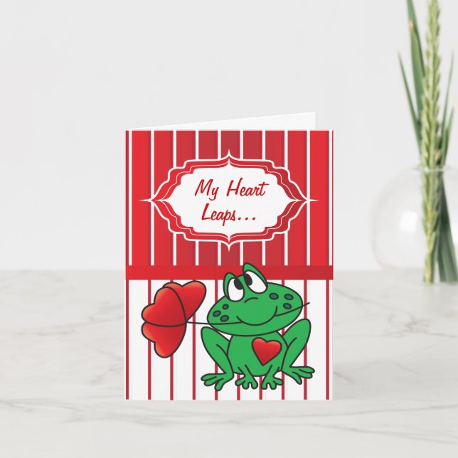 My Heart Leaps for You - Valentine's Day Frog Holiday Card (Front)