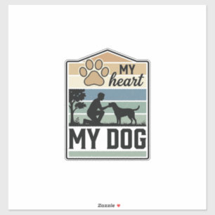 My Heart My Dog Vintage Engraving Dog Lover Design