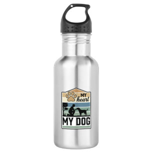 My Heart My Dog Vintage Engraving Dog Lover Design 532 Ml Water Bottle