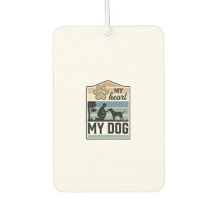 My Heart My Dog Vintage Engraving Dog Lover Design Car Air Freshener