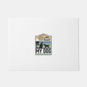 My Heart My Dog Vintage Engraving Dog Lover Design Doormat