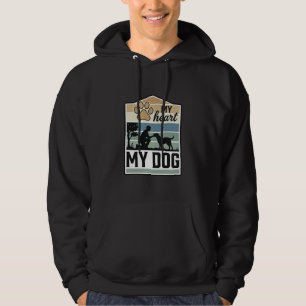 My Heart My Dog Vintage Engraving Dog Lover Design Hoodie