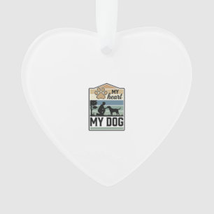 My Heart My Dog Vintage Engraving Dog Lover Design Ornament