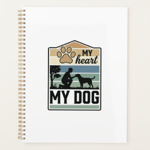 My Heart My Dog Vintage Engraving Dog Lover Design Planner