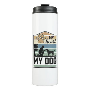 My Heart My Dog Vintage Engraving Dog Lover Design Thermal Tumbler
