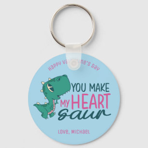 My Heart Saur Funny Dino Pun Cute Valentines Day Key Ring