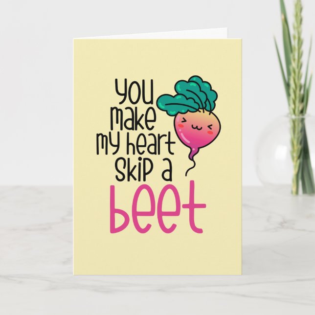 My Heart Skip A Beet Cute Pun Funny Valentines Day Holiday Card (Front)