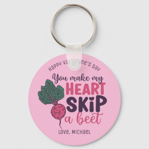 My Heart Skip A Beet Funny Pun Cute Valentines Day Key Ring