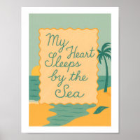 My Heart Sleeps By The Sea Retro Beach