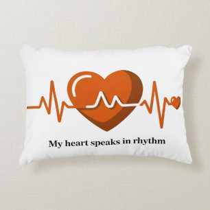 My Heart Speaks in Rhythm EKG Heartbeat Accent Pil Decorative Cushion