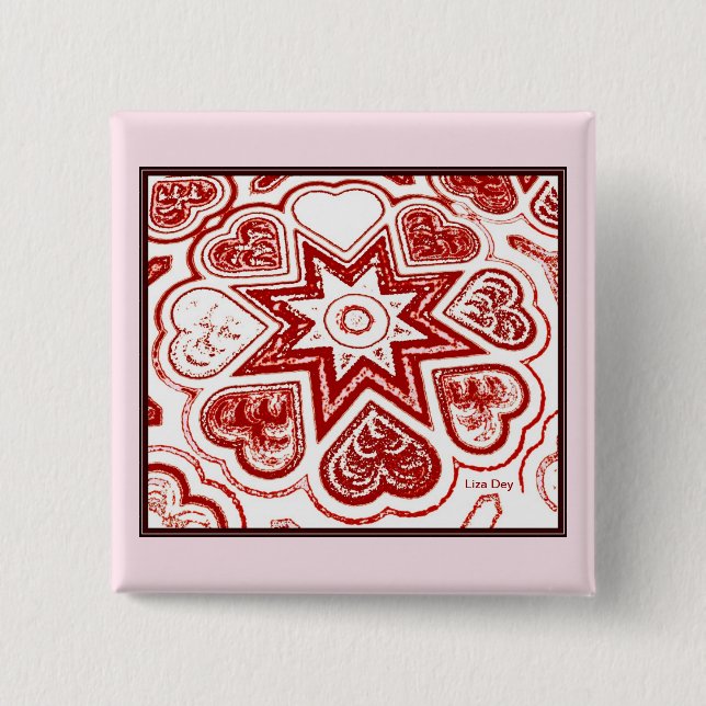 'My Heart' Square Pin (White) (Front)