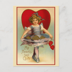 My Heart's Best Gift Vintage Victorian Valentine Holiday Postcard